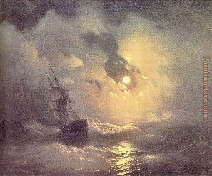 Storm in the Sea at Night painting - Ivan Constantinovich Aivazovsky Storm in the Sea at Night art painting